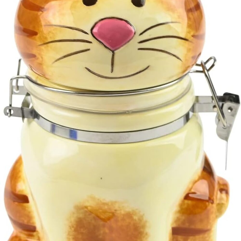 Hand-Painted Earthenware Pretty Kitty Hinged Jar by
